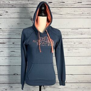 The North Face Navy Hoodie with Coral Details